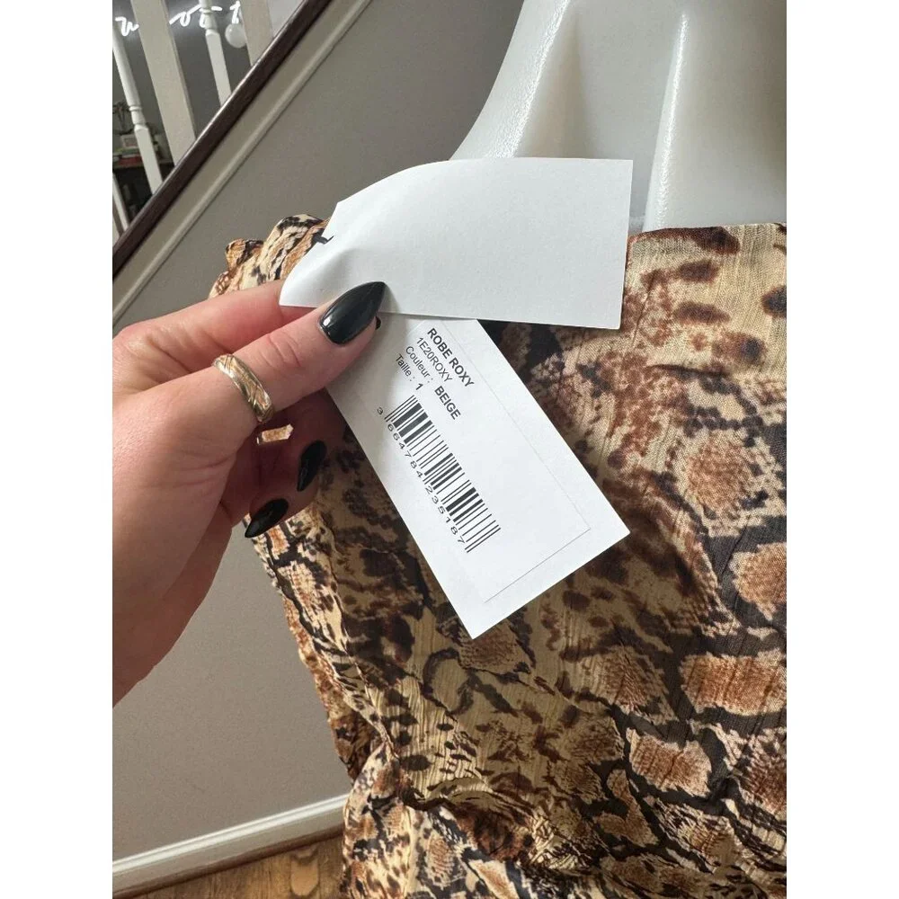 NWT BA&SH Robe Roxy Snake Print Wrap Long Sleeve Mini Dress Size 1 Small - Picture 5 of 5